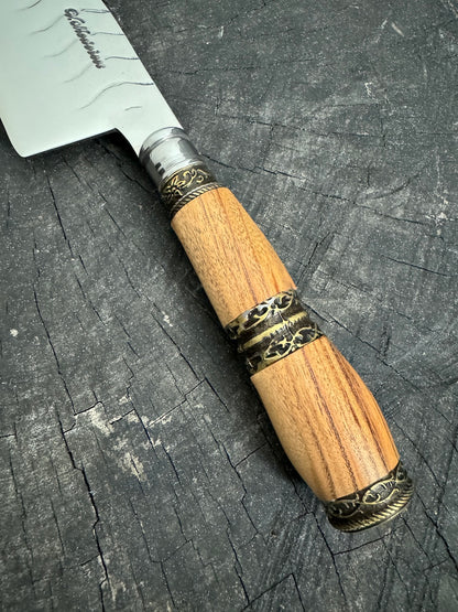 8&quot; Kultura Knife, Jacaranda Hardwood &amp; Nickel Rings, SS440 - 200mm