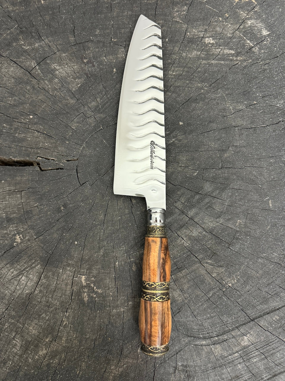 8&quot; Kultura Knife, Jacaranda Hardwood &amp; Nickel Rings, SS440 - 200mm