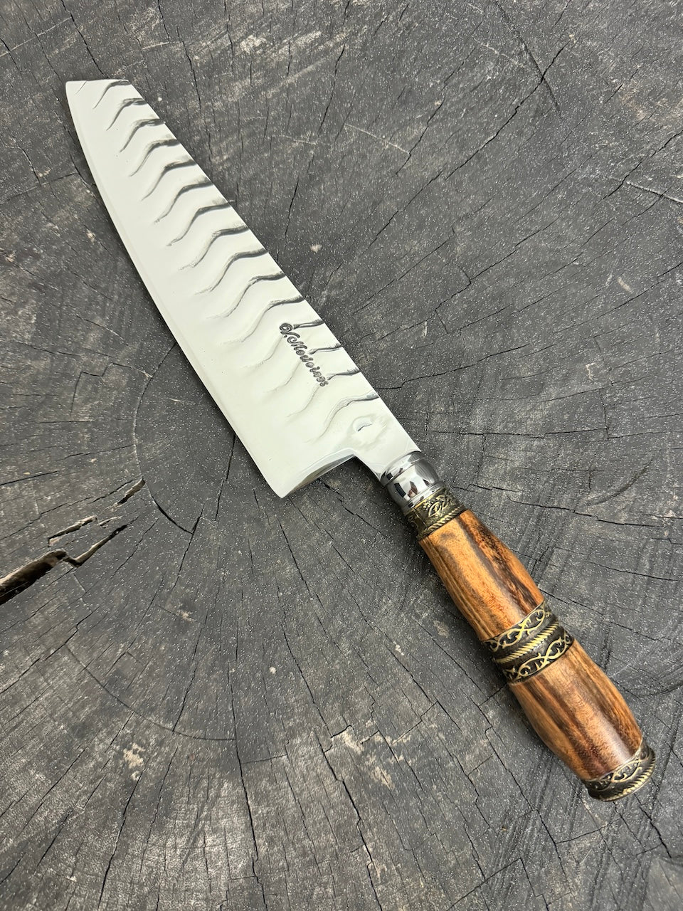 8&quot; Kultura Knife, Jacaranda Hardwood &amp; Nickel Rings, SS440 - 200mm