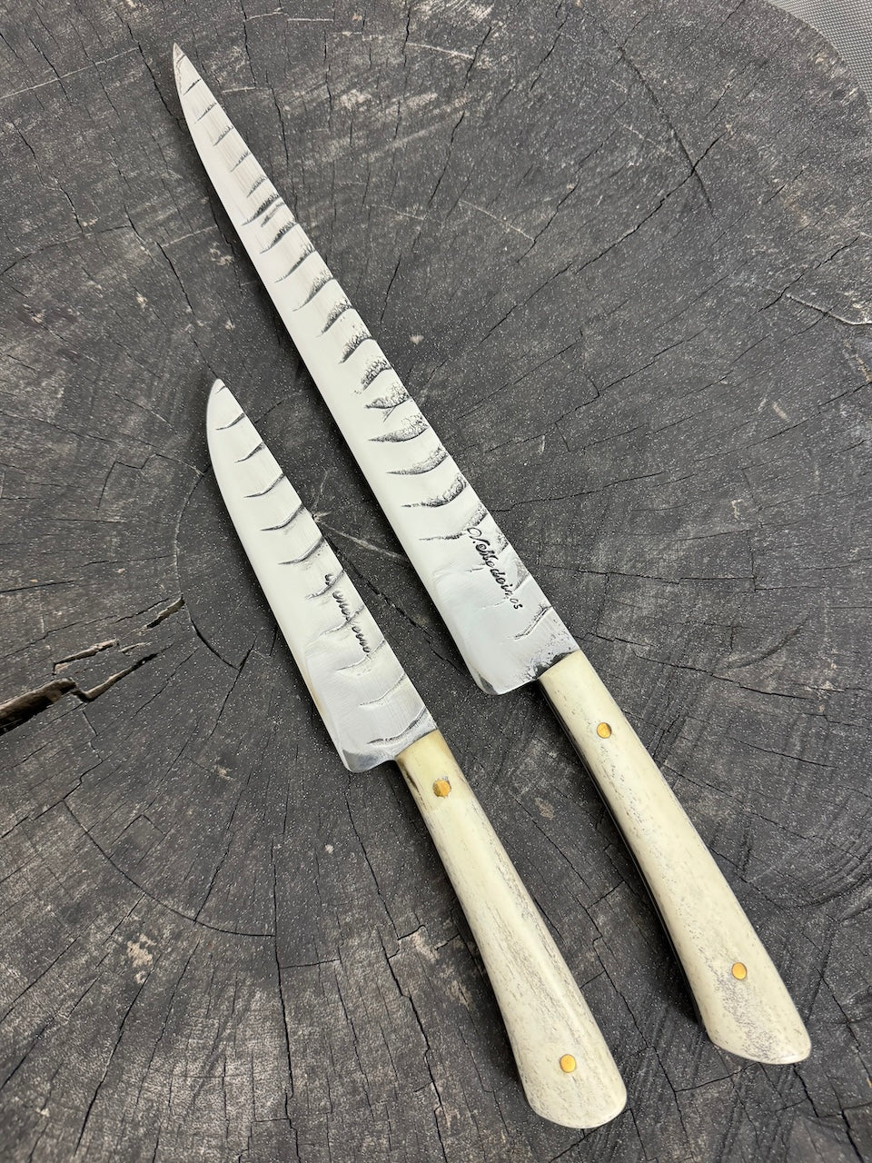 BBQ Knife Duo Set, Full Tang Bovine Bone Handle, HCS1084 - 260mm, 135mm