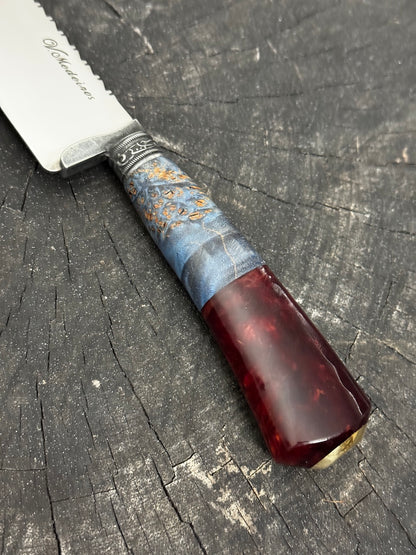 6" Utility Knife, Maple Burl &amp; Custom Block, SS440 - 150mm