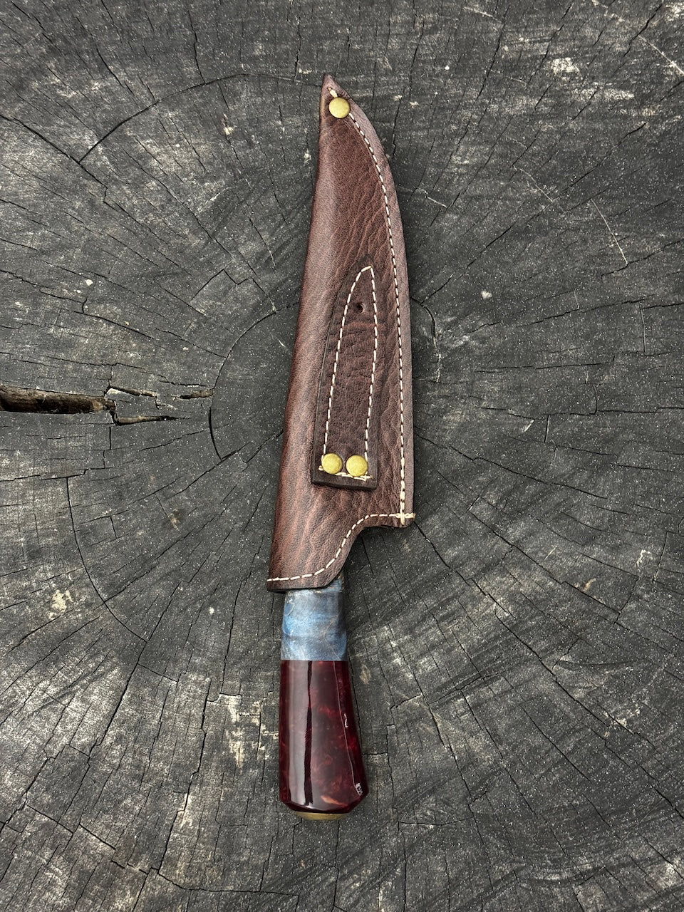 6" Utility Knife, Maple Burl &amp; Custom Block, SS440 - 150mm