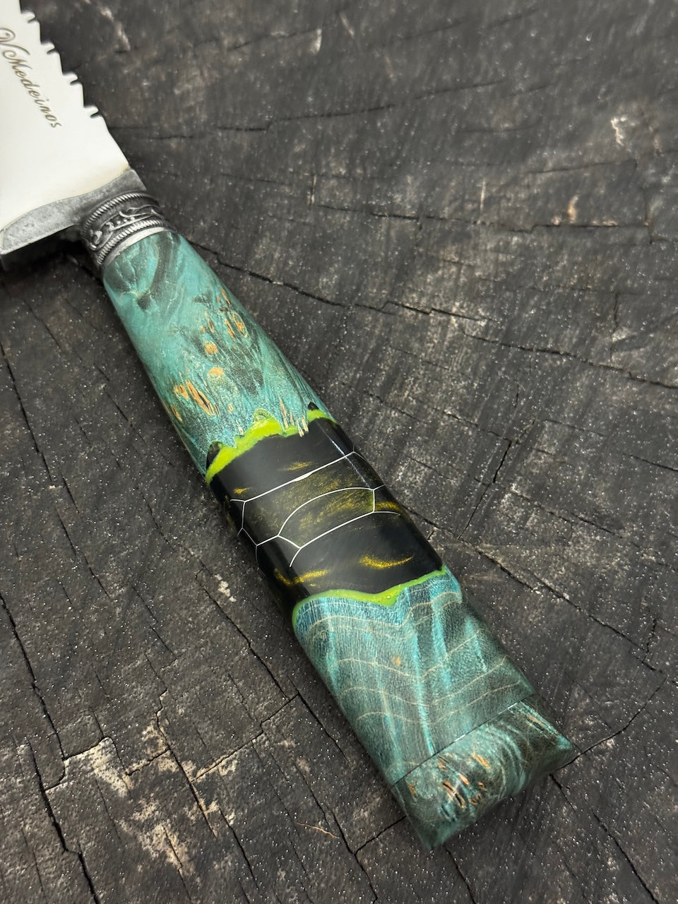 8" Chef Knife, Glowing Hybrid Maple Burl, SS440 - 200mm