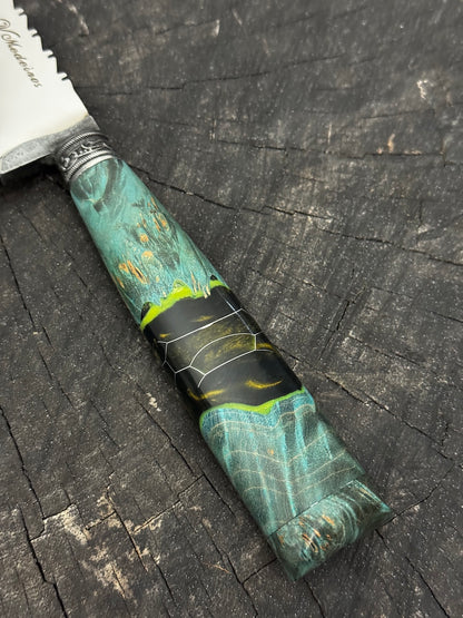 8" Chef Knife, Glowing Hybrid Maple Burl, SS440 - 200mm