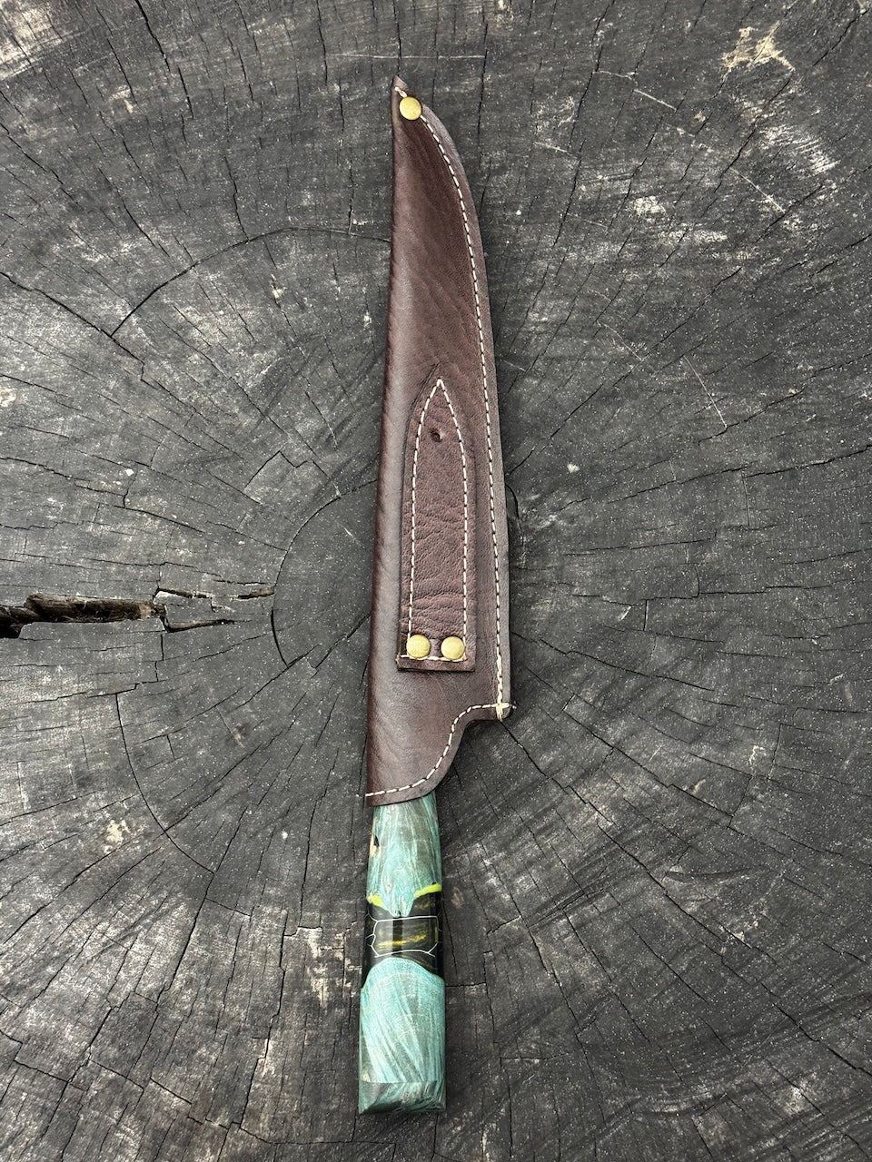 8" Chef Knife, Glowing Hybrid Maple Burl, SS440 - 200mm