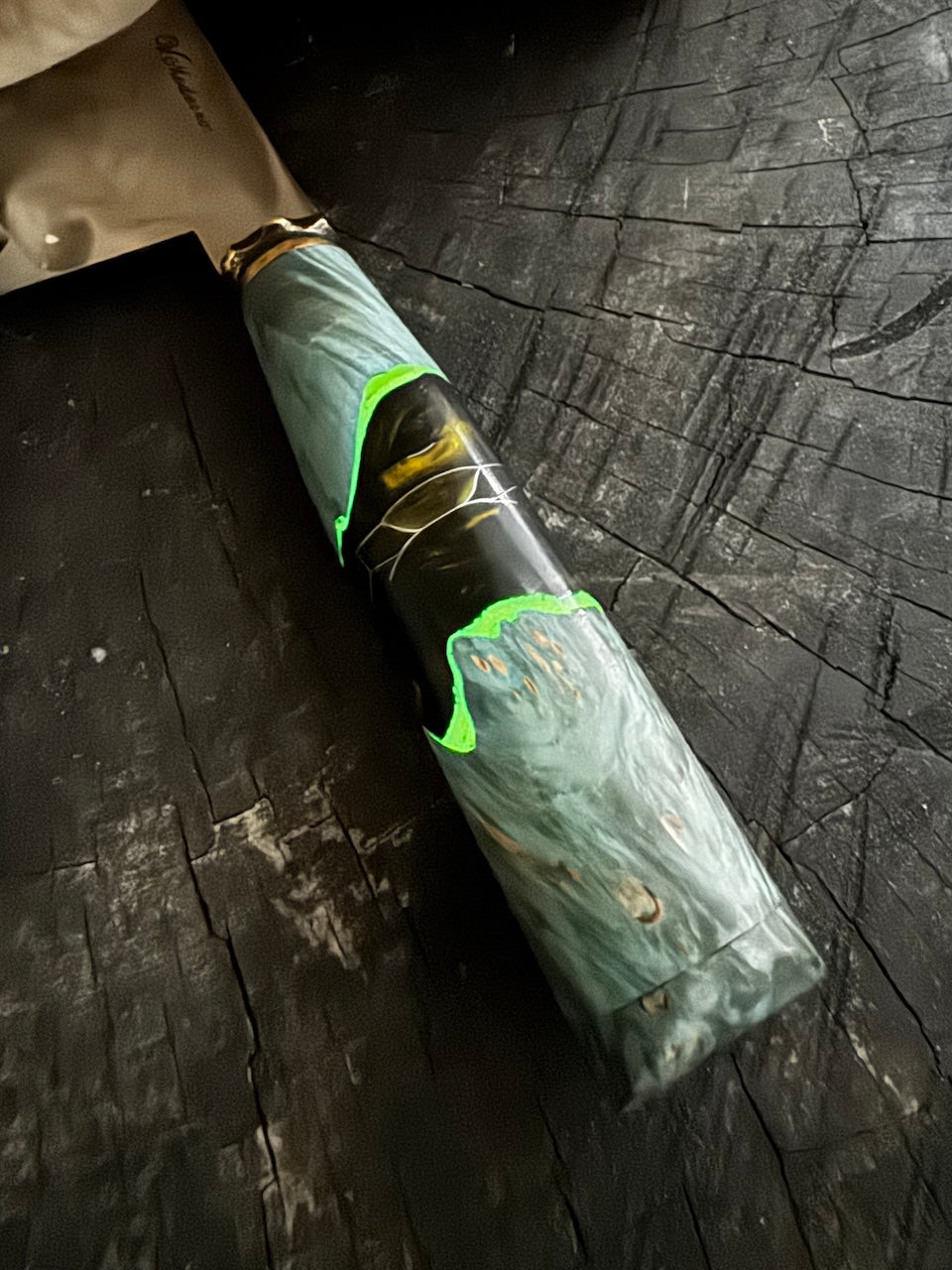 8" Bread &amp; Roast Knife, Glowing Hybrid Maple Burl, SS420c - 200mm