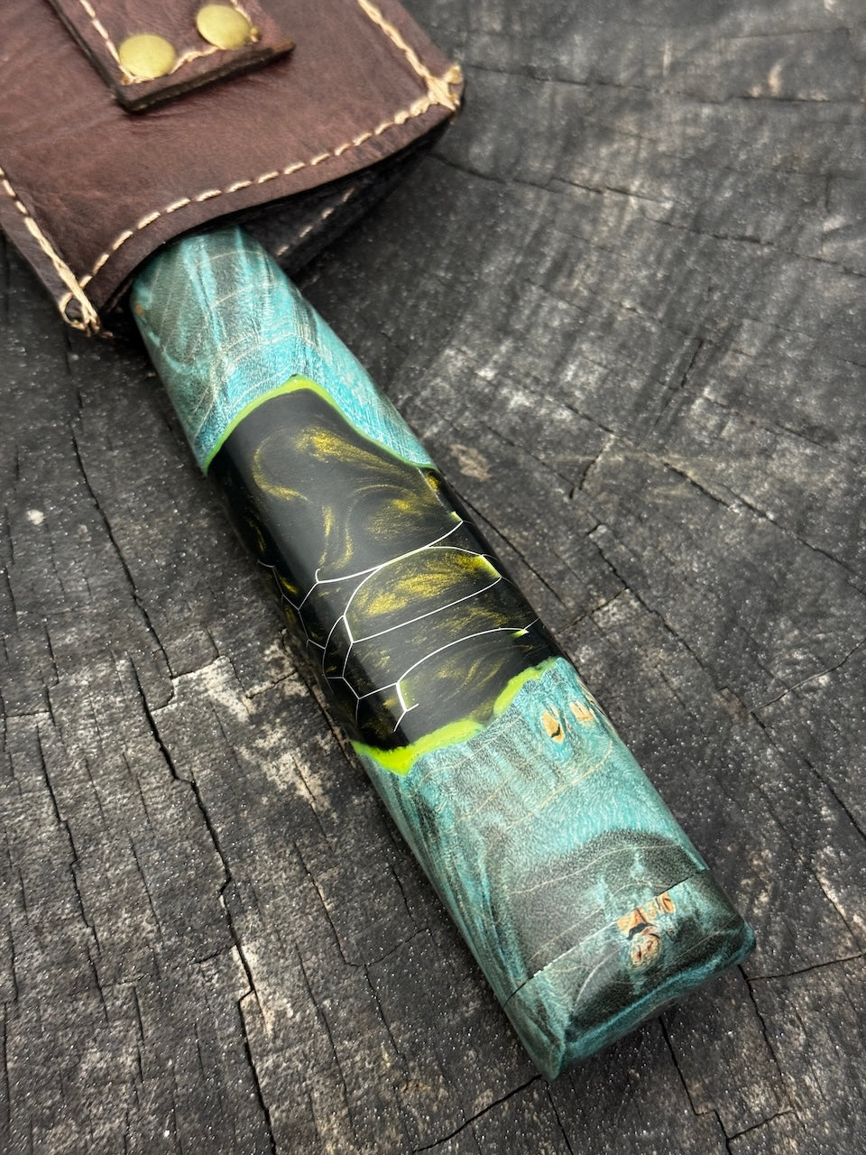 8" Bread &amp; Roast Knife, Glowing Hybrid Maple Burl, SS420c - 200mm