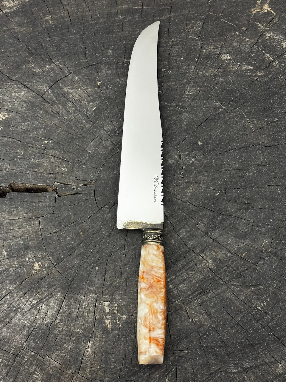 9" Artisan BBQ Knife, Custom Block, SS440 - 230mm