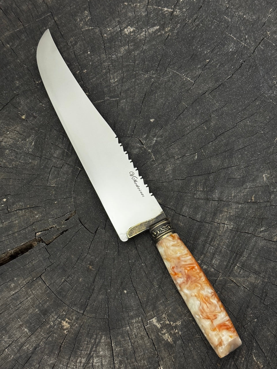 9" Artisan BBQ Knife, Custom Block, SS440 - 230mm