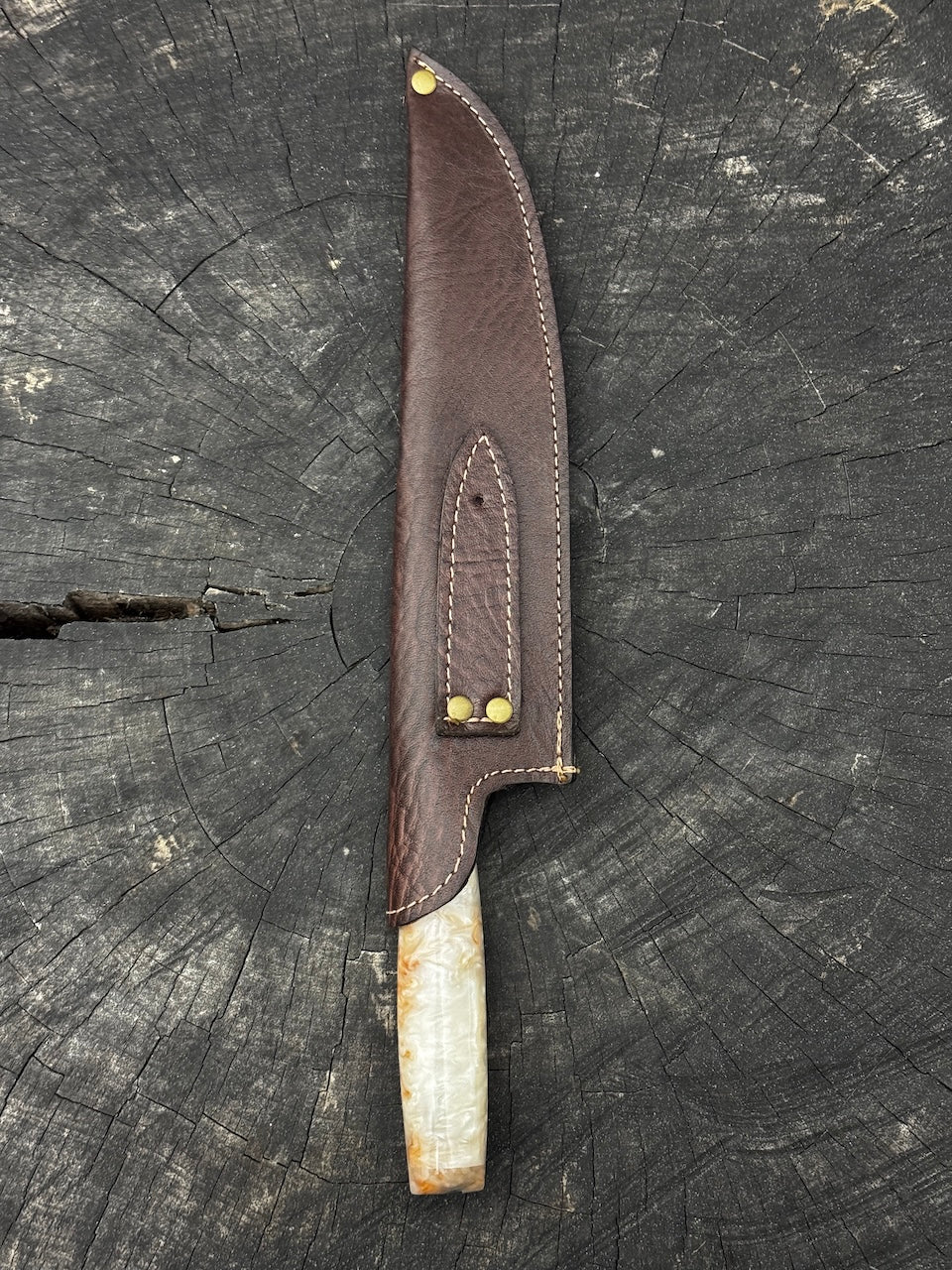9" Artisan BBQ Knife, Custom Block, SS440 - 230mm