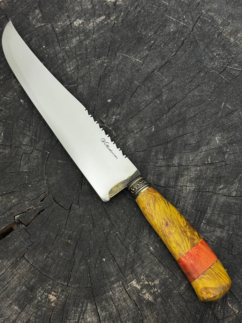 9" Artisan BBQ Knife, Curly Maple, SS440 - 230mm