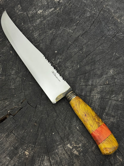 9" Artisan BBQ Knife, Curly Maple, SS440 - 230mm
