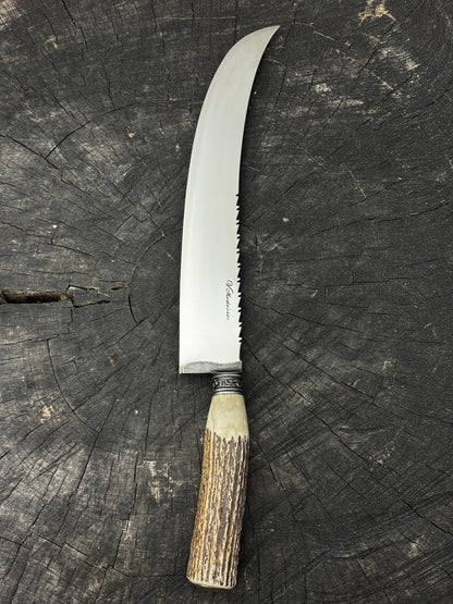 10" Butchers Knife, Deer Antler, SS440 - 250mm