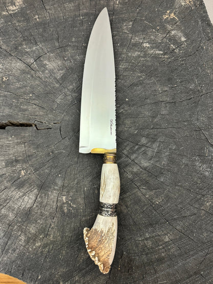 10&quot; Chef Picanha Knife, Deer Antler, SS440 - 250mm