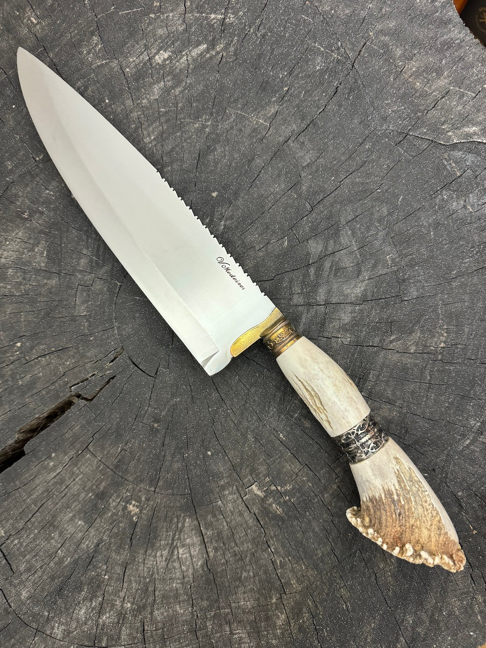 10&quot; Chef Picanha Knife, Deer Antler, SS440 - 250mm