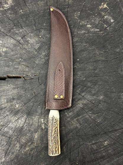 10" Butchers Knife, Deer Antler, SS440 - 250mm