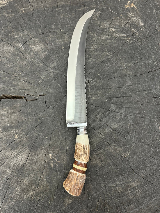 10" Butchers Knife, Deer Antler, RSS440 - 250mm