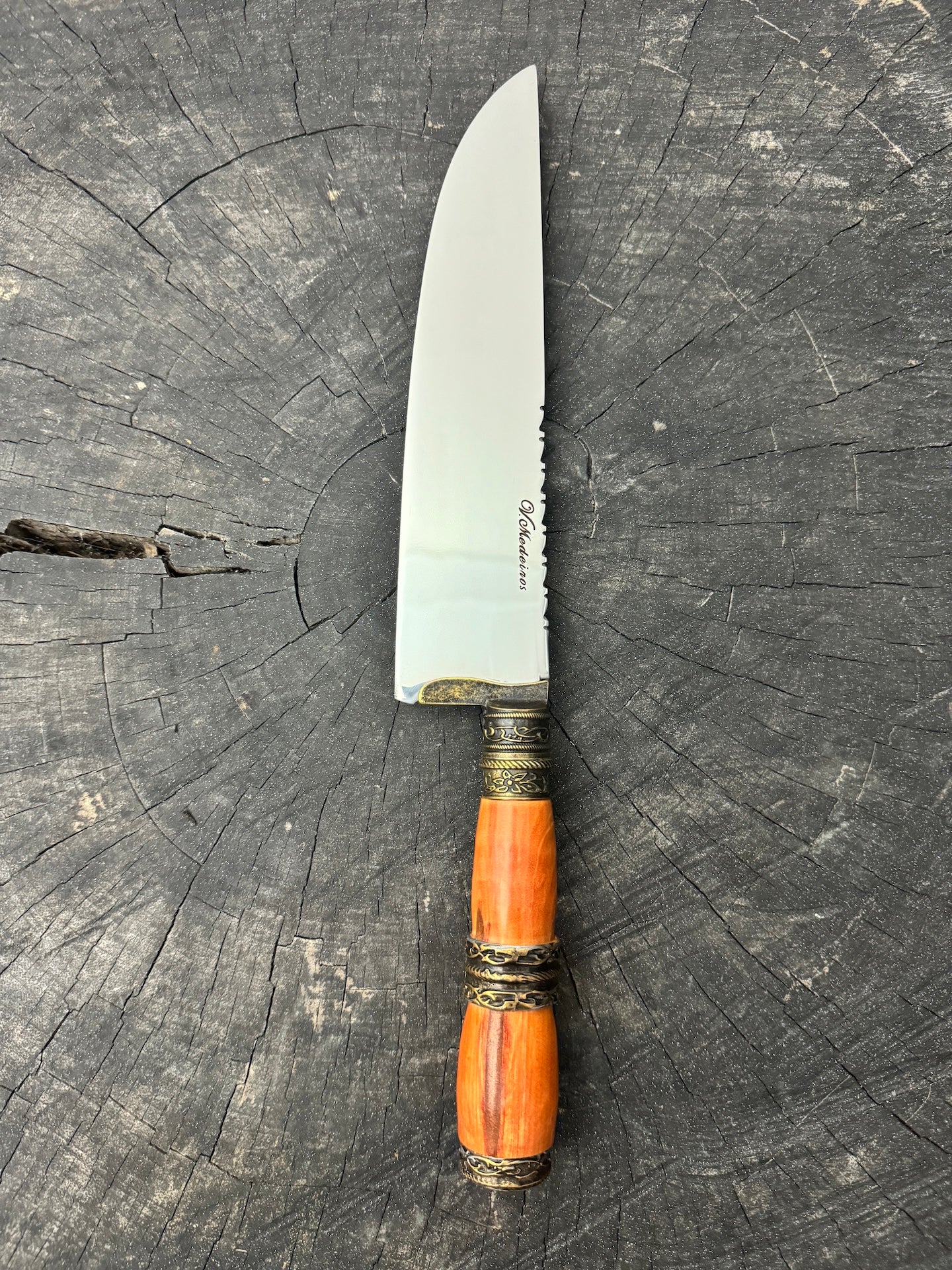 8&quot; Artisan Knife, Native Hardwood &amp; Nickel Rings, SS440 - 190mm