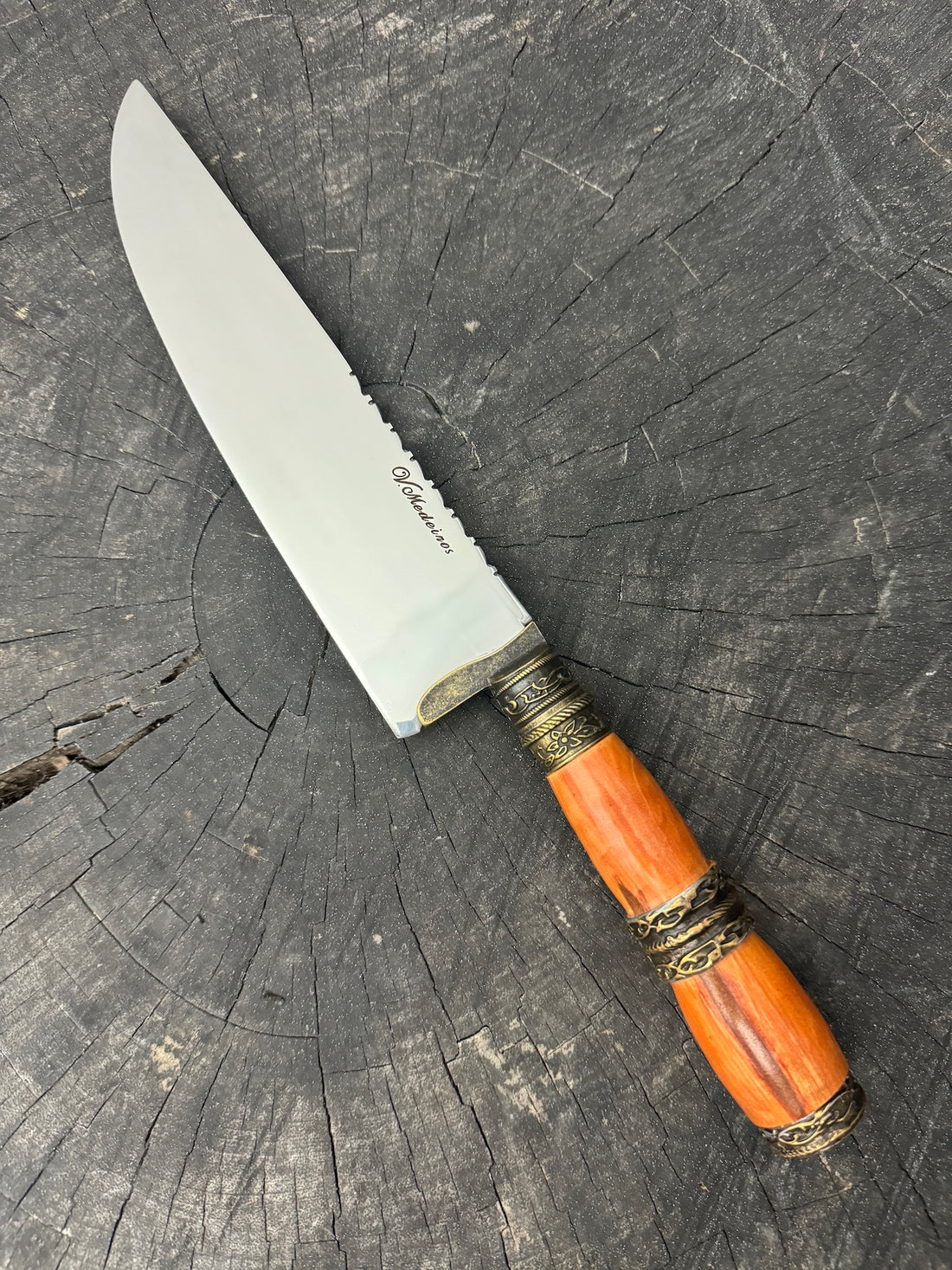 8&quot; Artisan Knife, Native Hardwood &amp; Nickel Rings, SS440 - 190mm