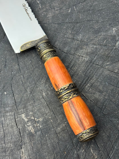 8&quot; Artisan Knife, Native Hardwood &amp; Nickel Rings, SS440 - 190mm