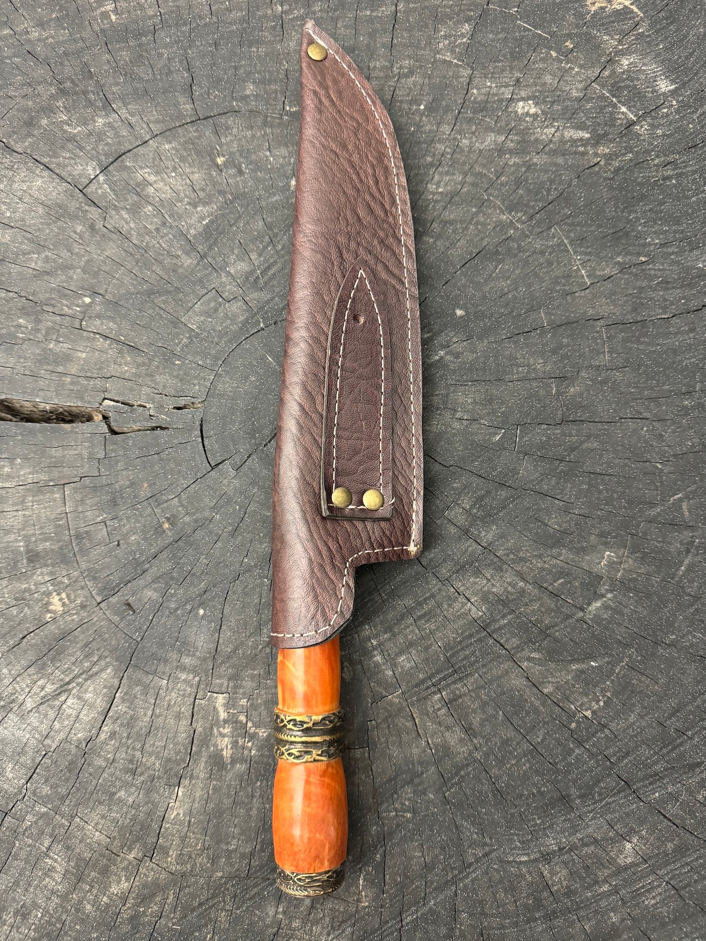 8&quot; Artisan Knife, Native Hardwood &amp; Nickel Rings, SS440 - 190mm