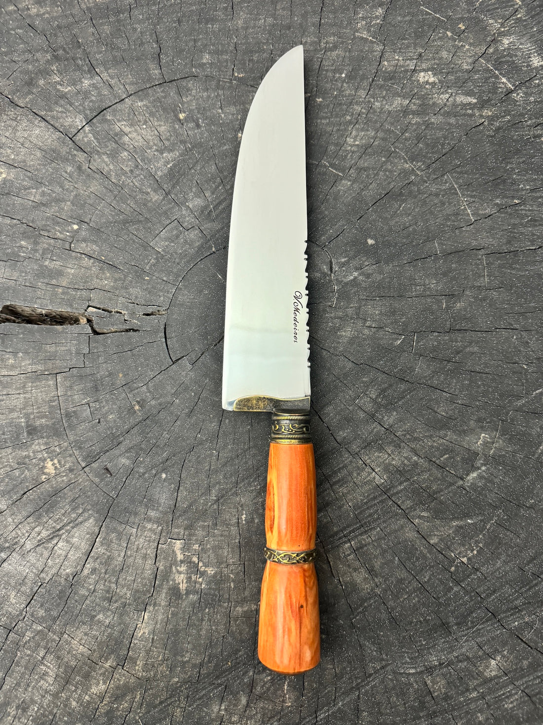 8&quot; Artisan Knife, Native Hardwood &amp; Nickel Rings, SS440 - 190mm