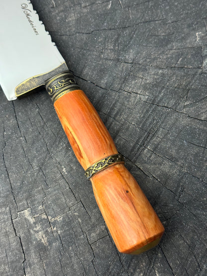 8&quot; Artisan Knife, Native Hardwood &amp; Nickel Rings, SS440 - 190mm