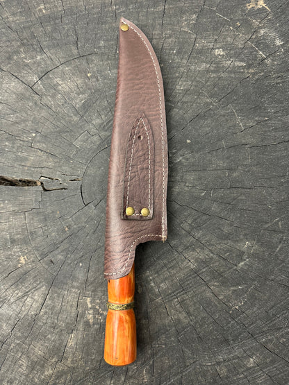 8&quot; Artisan Knife, Native Hardwood &amp; Nickel Rings, SS440 - 190mm