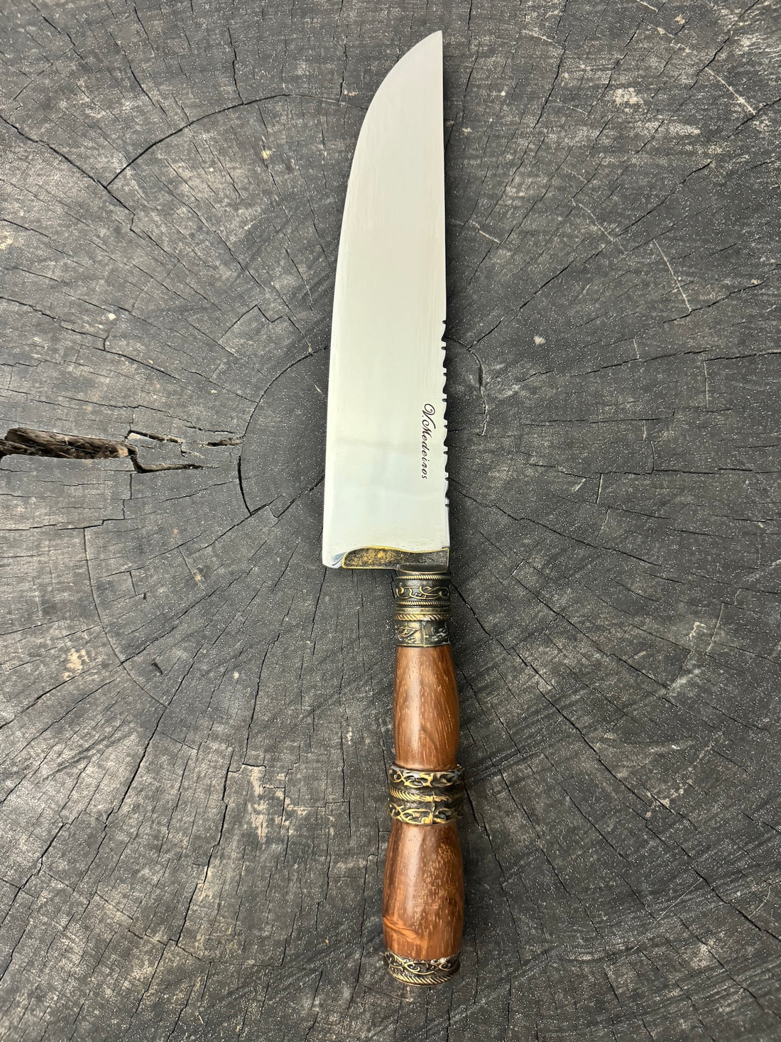 8&quot; Artisan Knife, Native Hardwood &amp; Nickel Rings, SS440 - 190mm