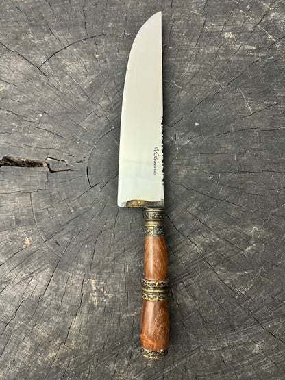 8&quot; Artisan Knife, Native Hardwood &amp; Nickel Rings, SS440 - 190mm