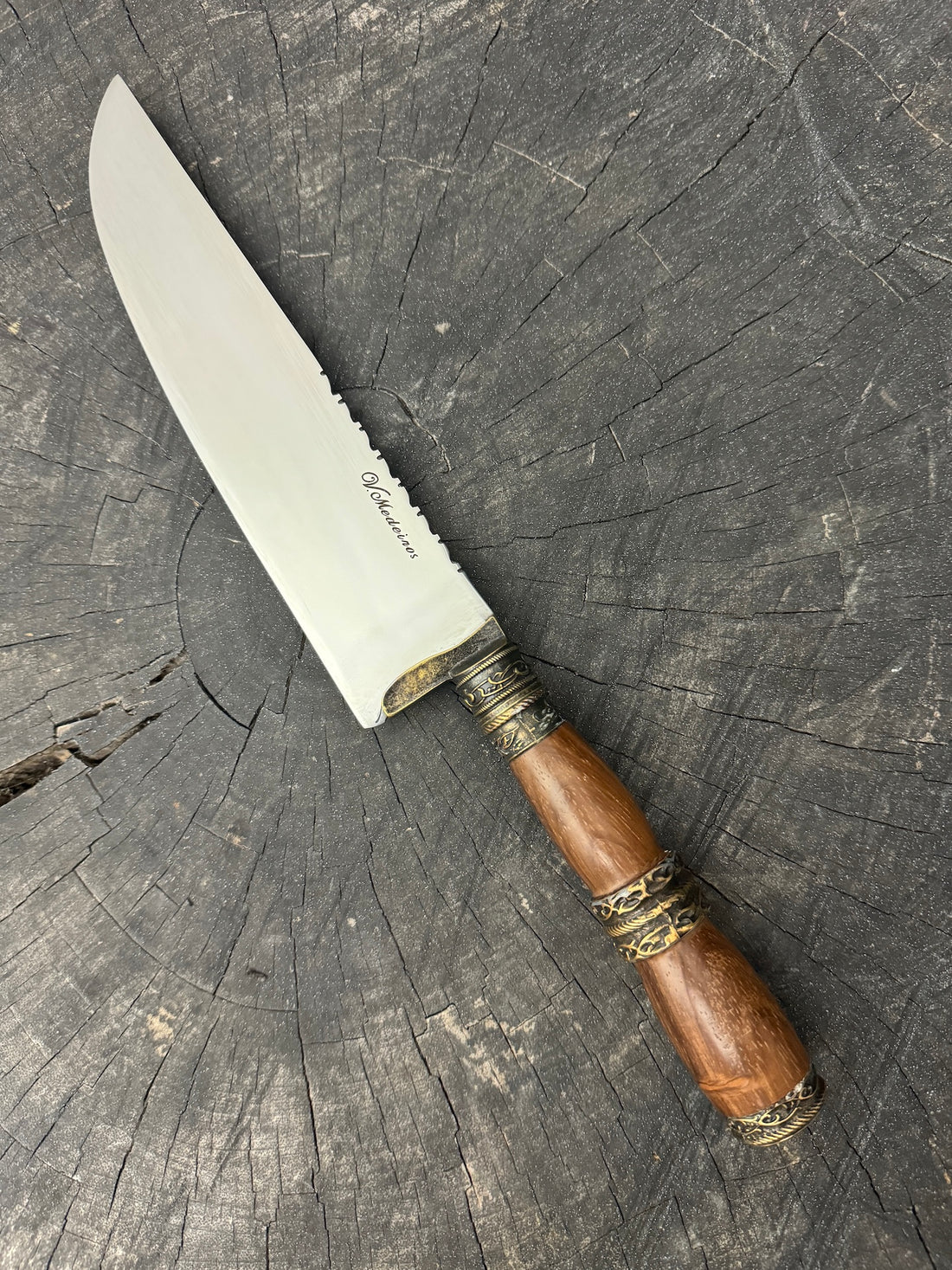 8&quot; Artisan Knife, Native Hardwood &amp; Nickel Rings, SS440 - 190mm