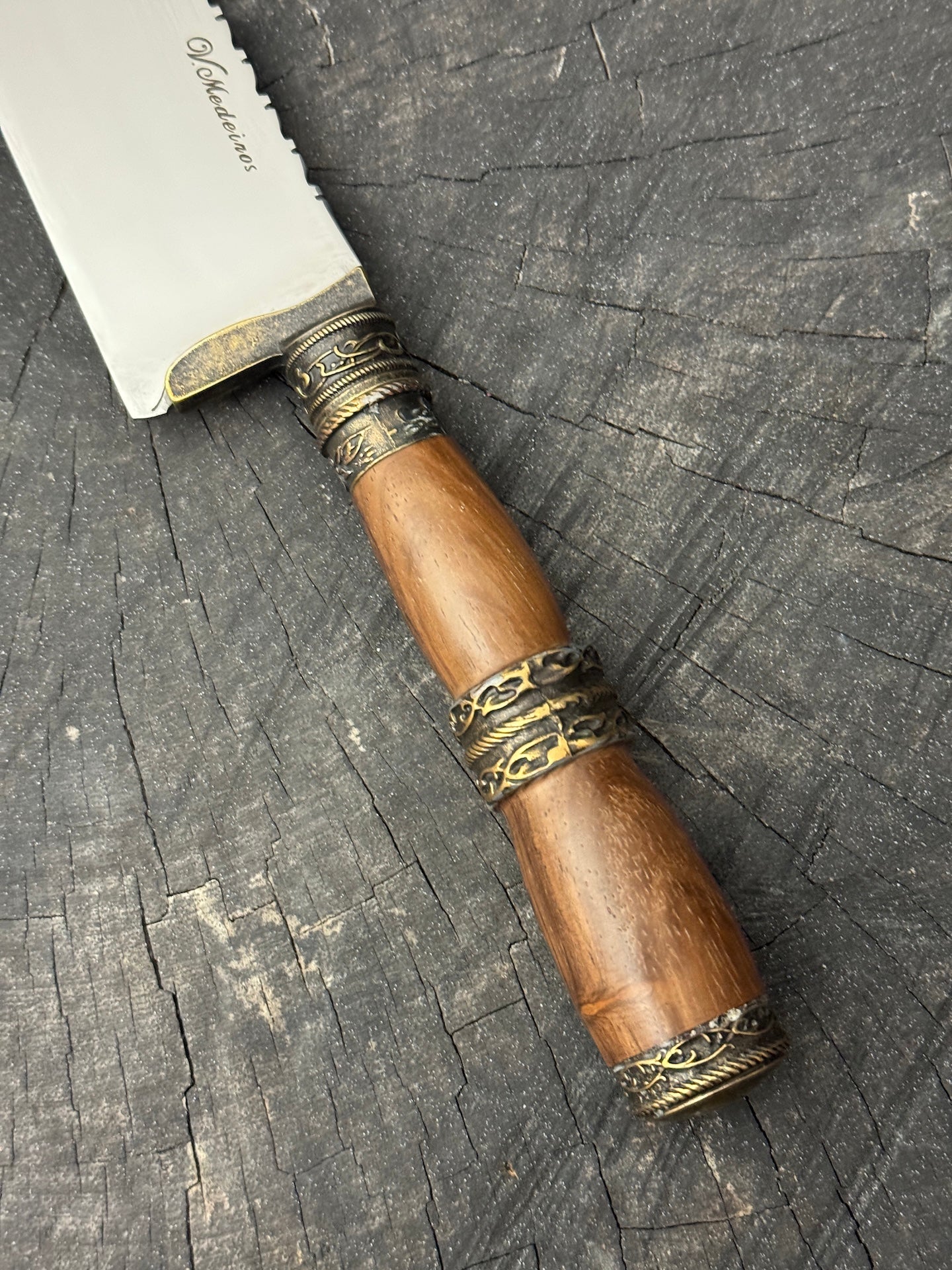 8&quot; Artisan Knife, Native Hardwood &amp; Nickel Rings, SS440 - 190mm