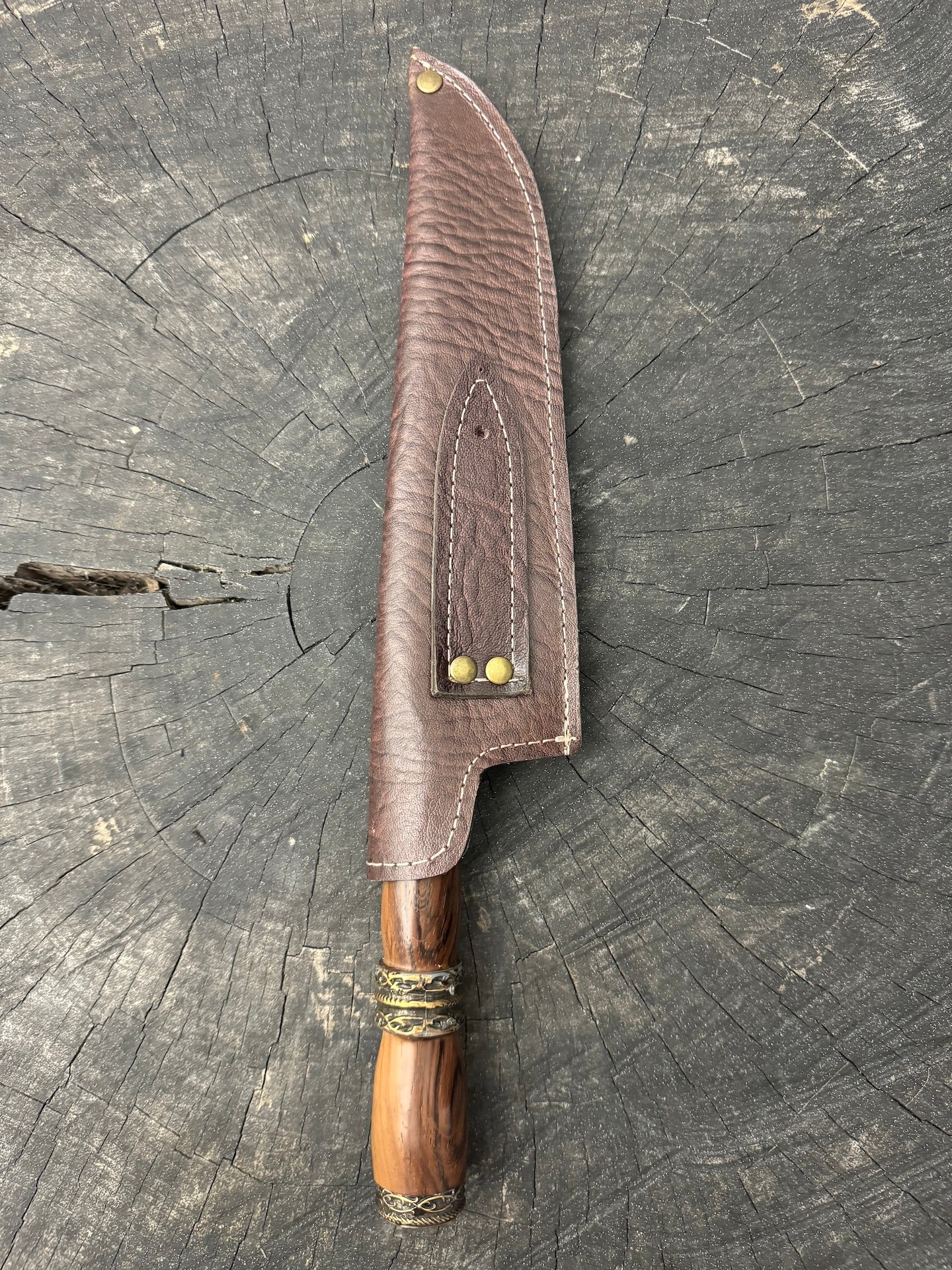 8&quot; Artisan Knife, Native Hardwood &amp; Nickel Rings, SS440 - 190mm