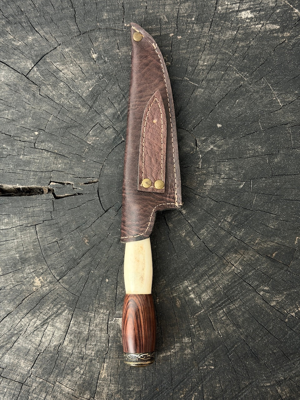 6" Utility Knife, Ostrich Bone &amp; Jacaranda Hardwood, SS440 - 150mm