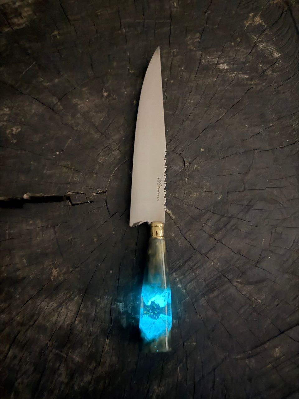 8" Chef Knife, Glowing Hybrid Custom Block, SS440 - 200mm
