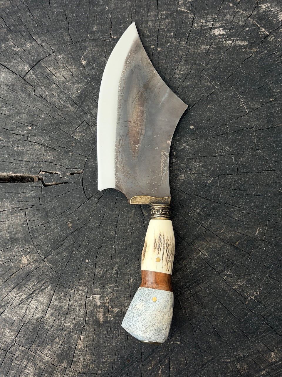7" Cutelo Wild Cleaver, Whale Rib Bone, RSS440 - 180mm