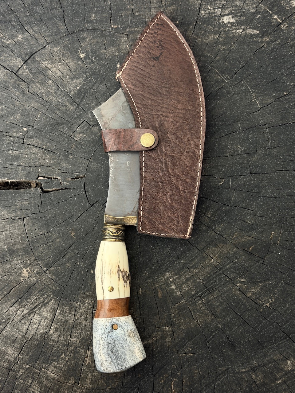 7" Cutelo Wild Cleaver, Whale Rib Bone, RSS440 - 180mm