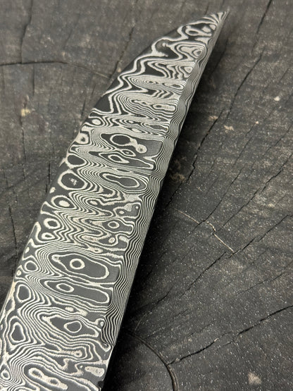 8.5&quot; Damascus Butcher Knife, Integral Bolster, Native Hardwood, 200 Layers CS1095 15n20