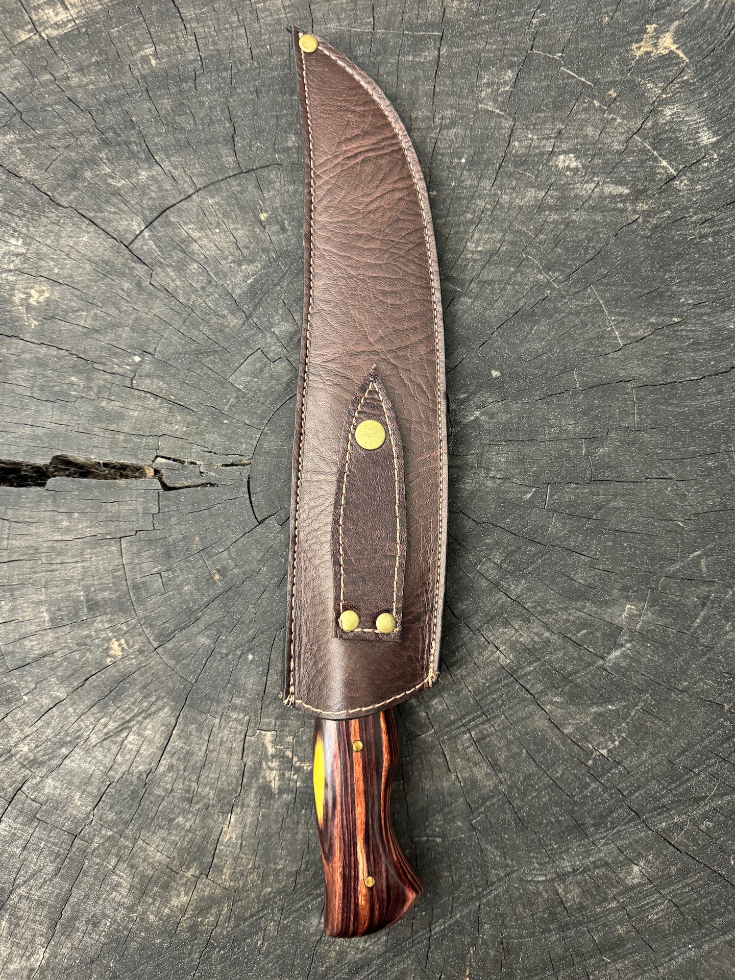 8.5&quot; Damascus Butcher Knife, Integral Bolster, Native Hardwood, 200 Layers CS1095 15n20