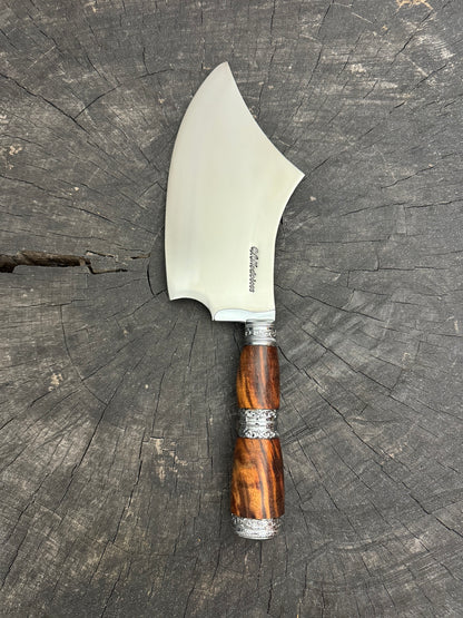 7&quot; Cutelo Wild Cleaver, Jacaranda Hardwood &amp; Nickel Rings, SS440 - 180mm