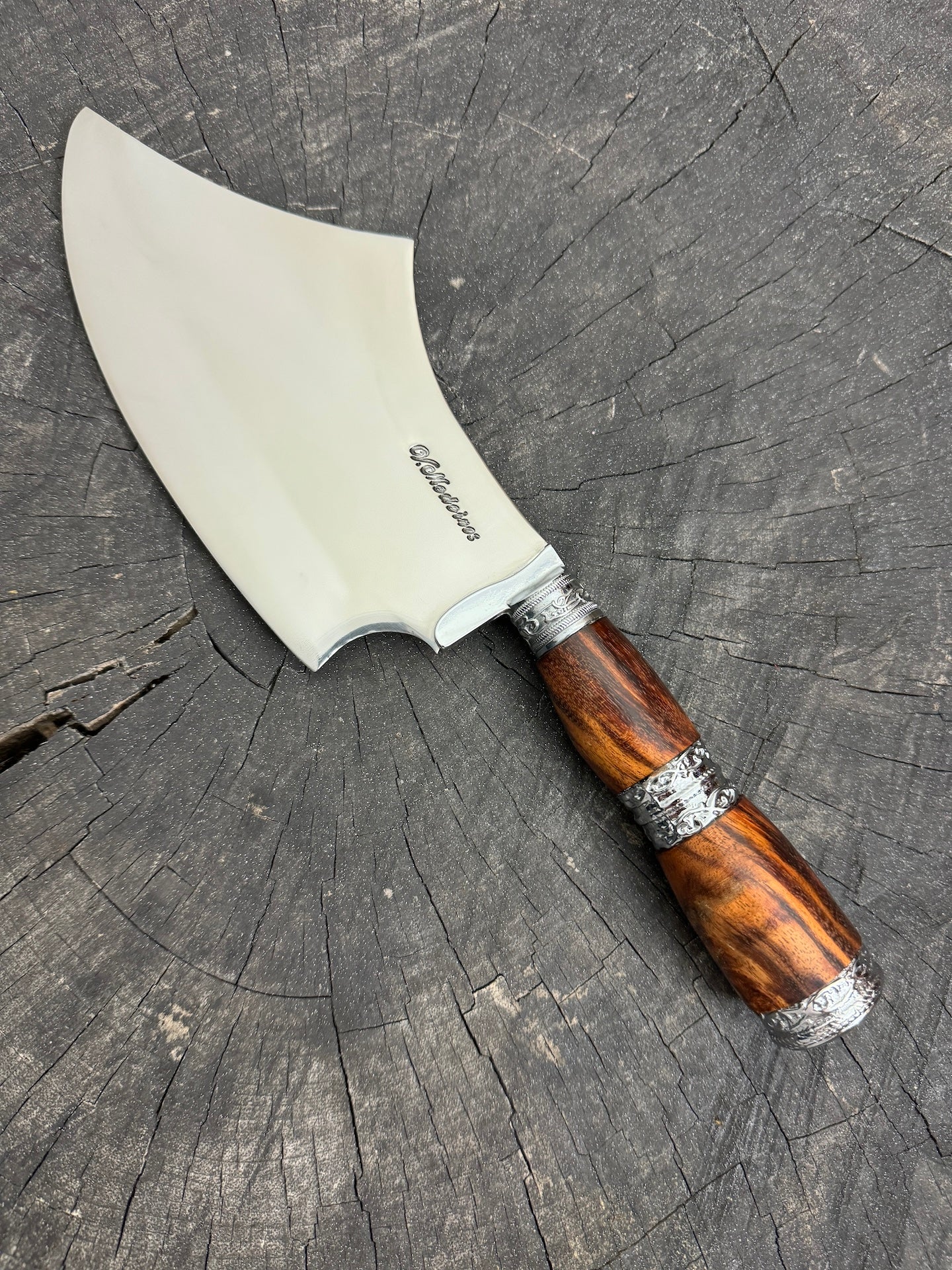 7&quot; Cutelo Wild Cleaver, Jacaranda Hardwood &amp; Nickel Rings, SS440 - 180mm