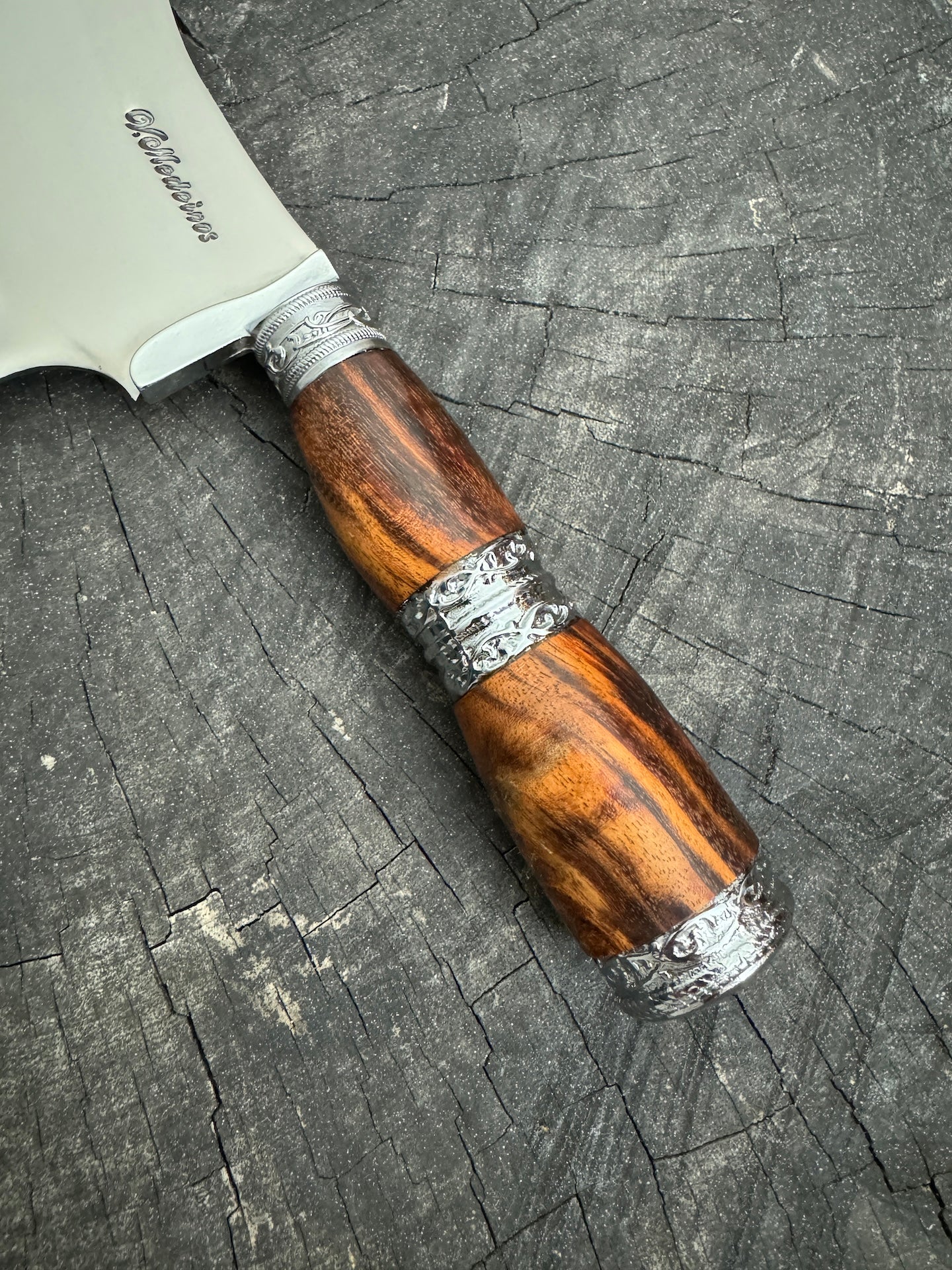 7&quot; Cutelo Wild Cleaver, Jacaranda Hardwood &amp; Nickel Rings, SS440 - 180mm