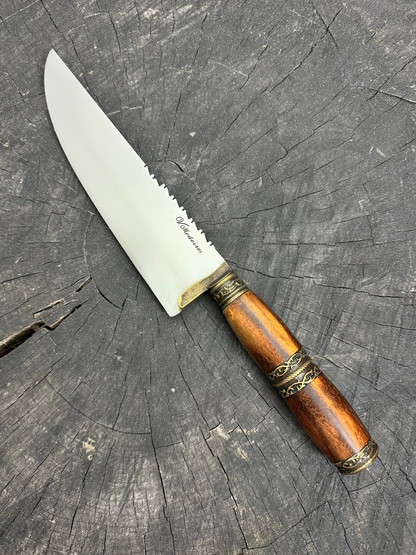 8&quot; Artisan Knife, Native Hardwood &amp; Nickel Rings, SS440 - 190mm