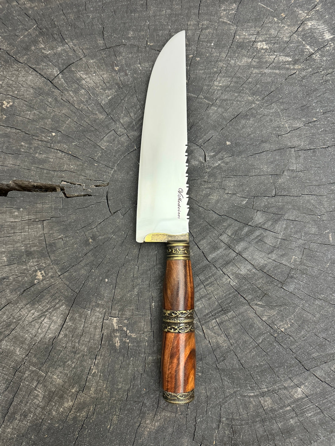 8&quot; Artisan Knife, Native Hardwood &amp; Nickel Rings, SS440 - 190mm