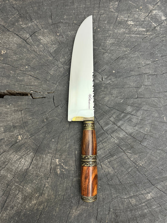 8" Artisan Knife, Native Hardwood & Nickel Rings, SS440 - 190mm