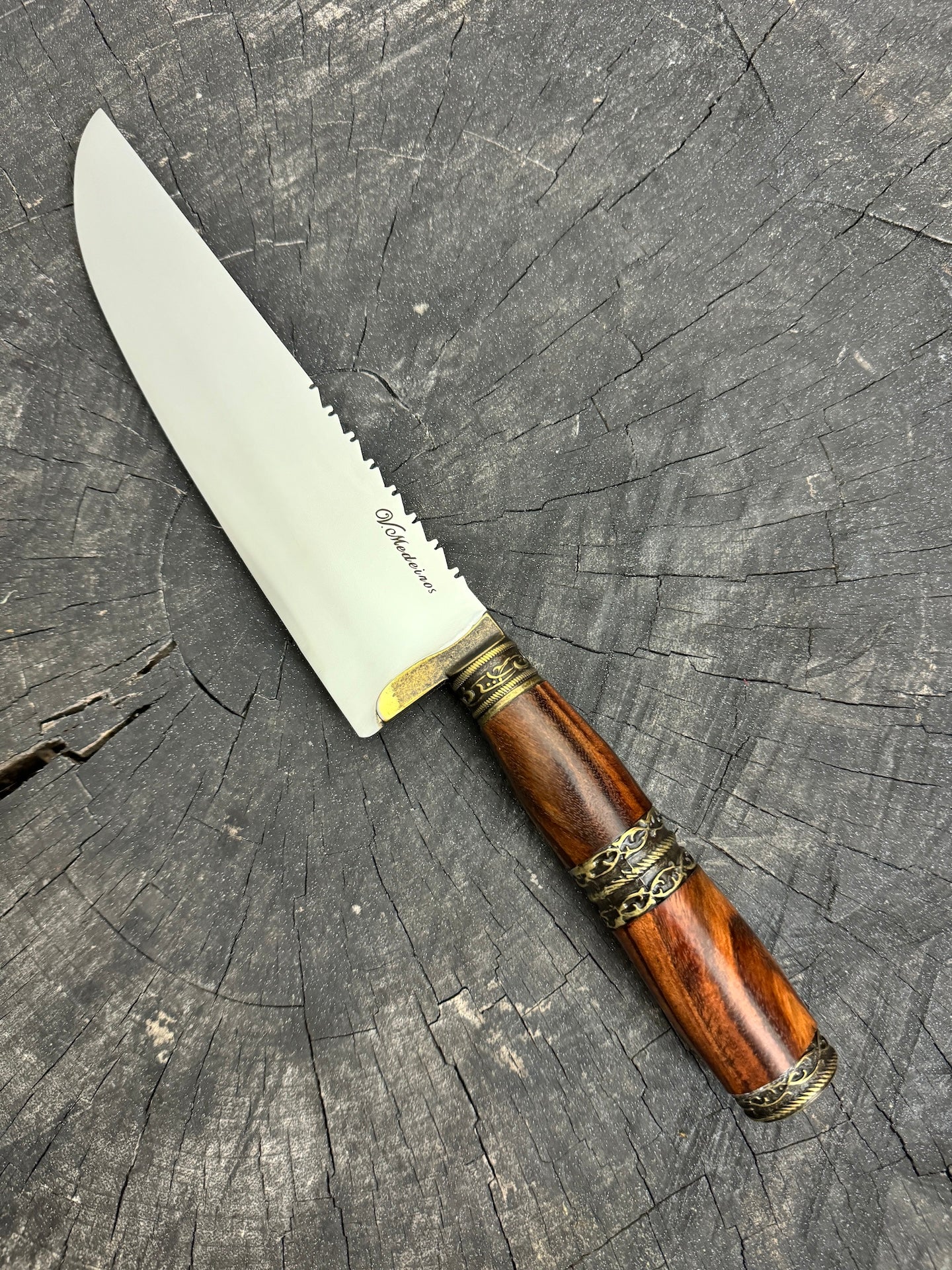 8&quot; Artisan Knife, Native Hardwood &amp; Nickel Rings, SS440 - 190mm