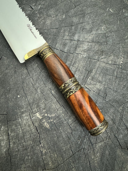 8&quot; Artisan Knife, Native Hardwood &amp; Nickel Rings, SS440 - 190mm