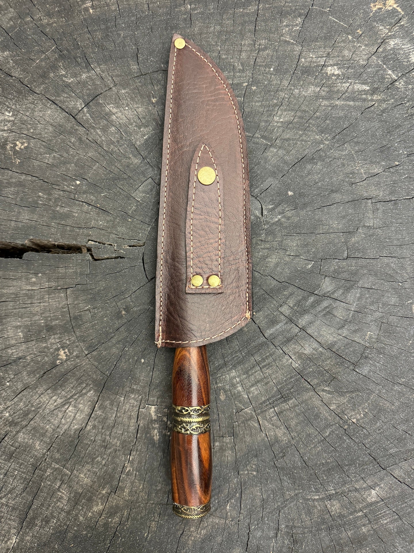 8&quot; Artisan Knife, Native Hardwood &amp; Nickel Rings, SS440 - 190mm