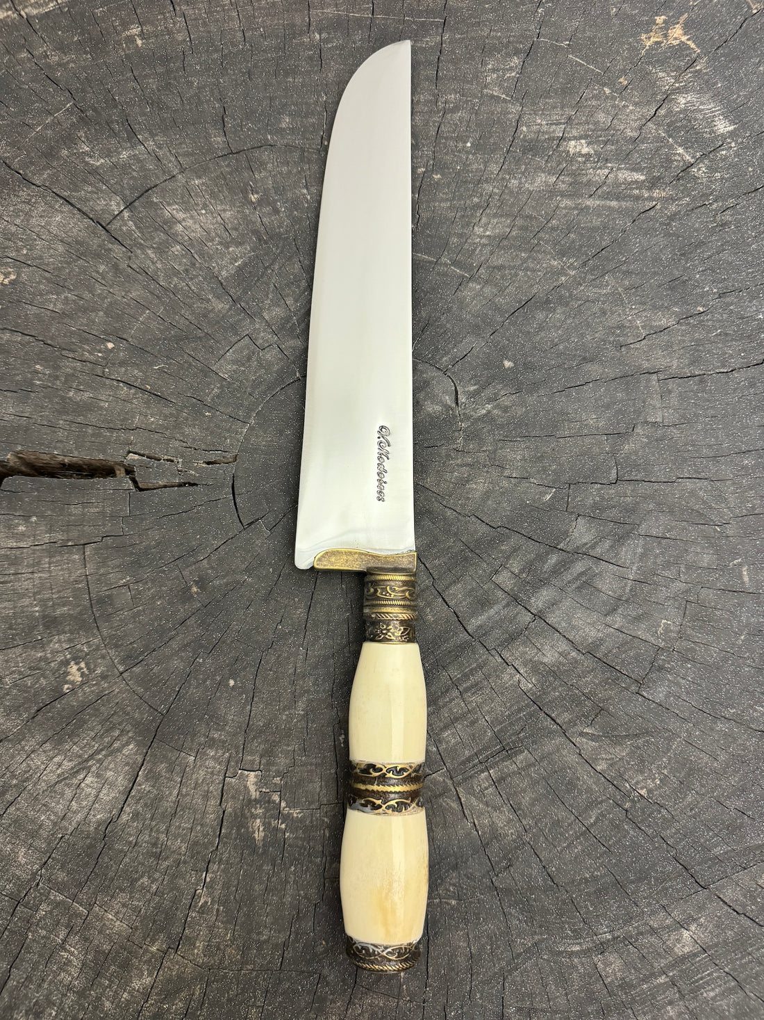 9" Artisan BBQ Knife, Ostrich Bone, SS440 - 230mm