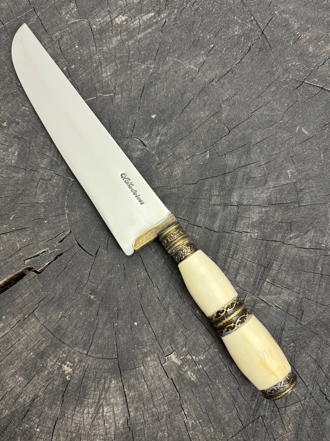 9" Artisan BBQ Knife, Ostrich Bone, SS440 - 230mm